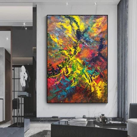 Abstract Orange Blue Canvas Art - Image 2