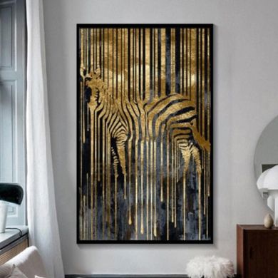 Golden Zebra Canvas Art - Image 2
