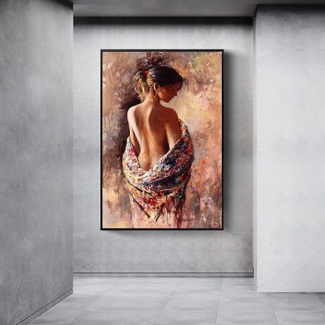 Half-Naked Woman Oil Painting - Image 2