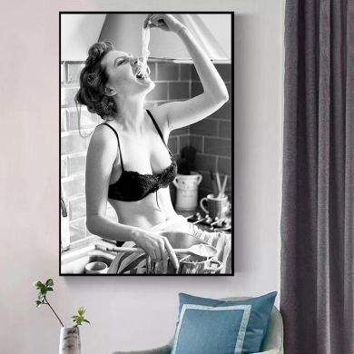 Black and White Woman Portrait Canvas Art - Image 5