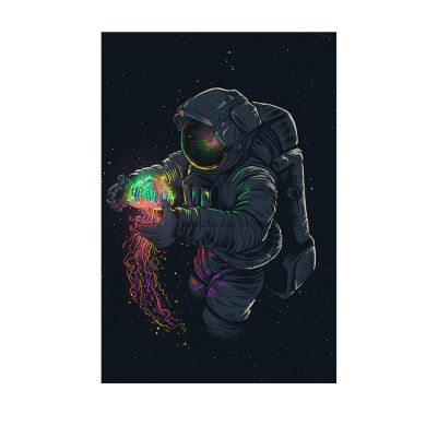 Astronaut Playing Jellyfish In Space Canvas Art - Image 7