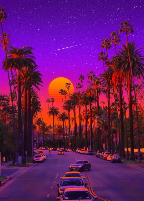 Miami Ocaso Beach City Synthwave Canvas Art - Image 4