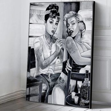 Audrey Hepburn and Monroe Tattoo Canvas Art - Image 2