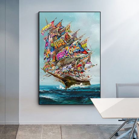 Graffiti Sailboat Canvas Art - Image 2