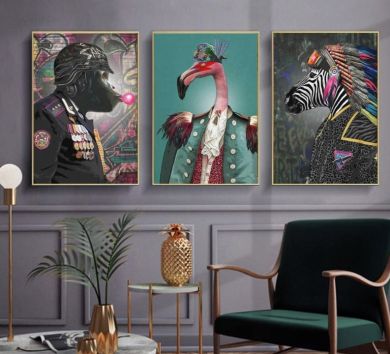 Retro Animal Tribe Canvas Painting - Image 2