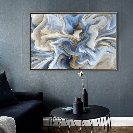 Abstract Flower Pattern Marble Canvas Art - Image 3