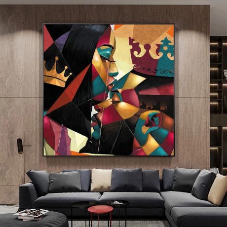 African King & Queen Lovers Canvas Art - Image 2