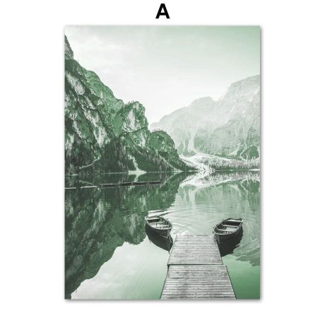 Natural Mountain Lake Cotton Gallery Wall Canvas Art - Image 5