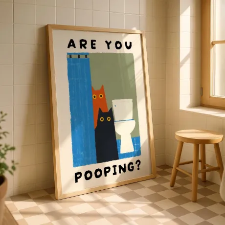 Are You Pooping Cat Wall Art Canvas Print