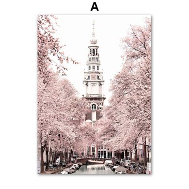 Pink Magnolia Flower Venice Canvas Art - Image 5