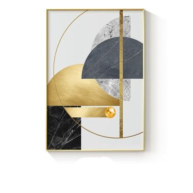Abstract Golden Geometric Canvas Art - Image 7