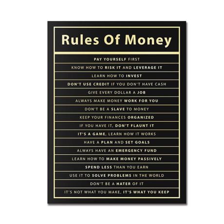 Rules Of Money Motivational Canvas Art - Image 7
