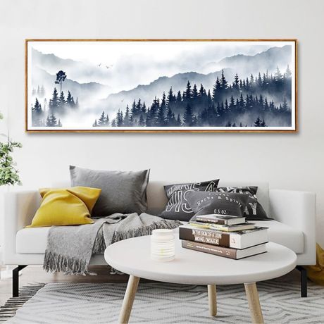 Foggy Forest Mountain Canvas Art - Image 1