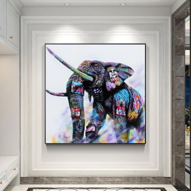 Elephant Graffiti Canvas Art - Image 2
