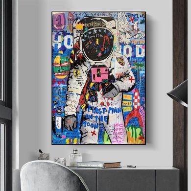 Graffiti Astronaut Street Canvas Art - Image 5