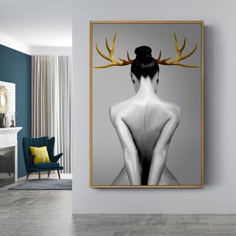 Nude Lady Antler Canvas Art - Image 2