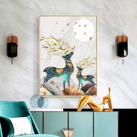 Nordic Elk Leaf Canvas Painting - Image 4