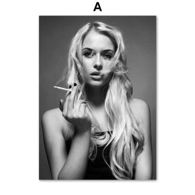 Sexy Smoke Girl Leopard Gallery Wall Canvas Art - Image 5