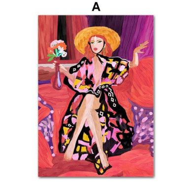 Vintage Tropical Girl Portrait Canvas Art - Image 5