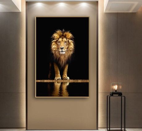 Golden African Lion Canvas Painting - Image 2