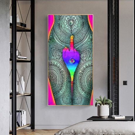 Tantric Tattoo Middle Finger Canvas Art - Image 2