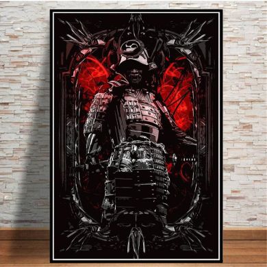 Black and Blood Japanese Samurai Canvas Art - Image 8