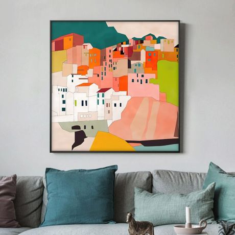Abstract Watercolor Building Canvas Art - Image 5