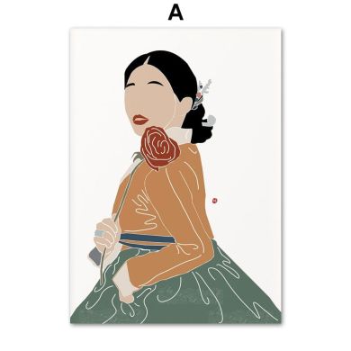 Boho Traditional Korean Hanbok Canvas Art - Image 5