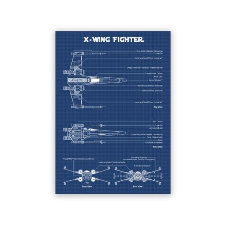 Starwars X-Wing Fighter Blueprint Canvas Art - Image 3