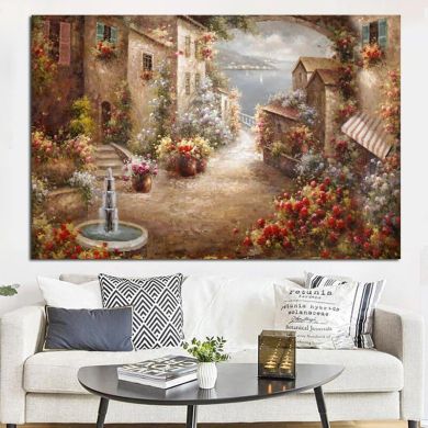 Mediterranean Garden Landscape Canvas Art - Image 3