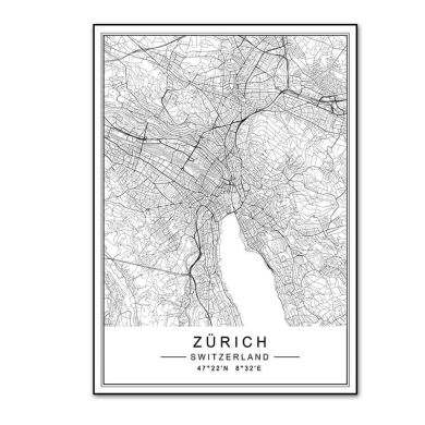 Zurich Lisbon Metro Map Canvas Art - Image 1