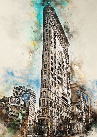 New York Landmark In Watercolor Canvas Art - Image 6