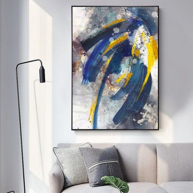 Blue Paint Brush Canvas Art - Image 3