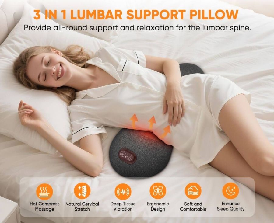 Daedalus 3-in-1 Electric Lumbar Pillow Massager to treat sciatica and backpain