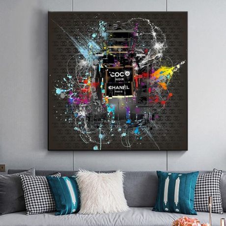 Coco Chanel Graffiti Perfume Bottle Canvas Art - Image 2