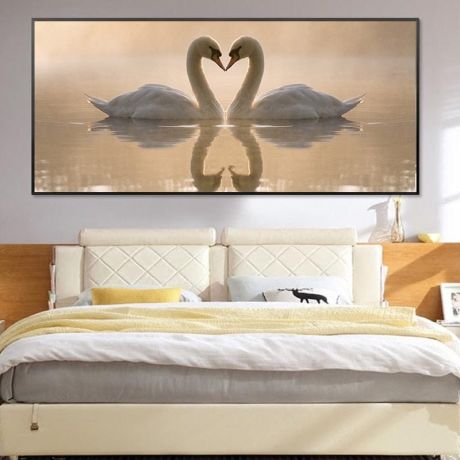Love Couple of Swan Canvas Art - Image 2