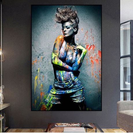Graffiti Half Naked Sexy Lady Canvas Art - Image 2