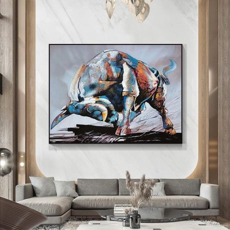 Abstract Bullfight Painting Canvas Art - Image 2