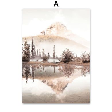 Autumn Mountain Savanna Lake Gallery Wall Canvas Art - Image 5