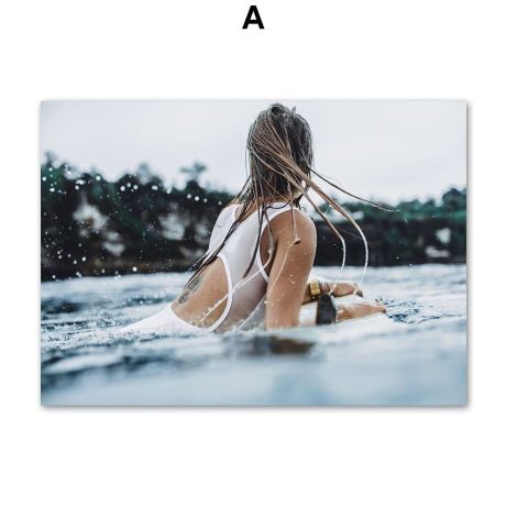 Surfer Girl Sea Waves Canvas Art - Image 5