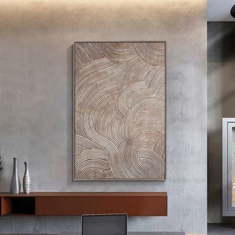 Abstract Brown Swirling Lines Canvas Art - Image 2