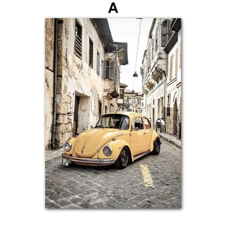 Vintage European Town Street Gallery Wall Canvas Art - Image 5