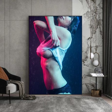 Topless Wet Sexy Lady Portrait Canvas Art - Image 2