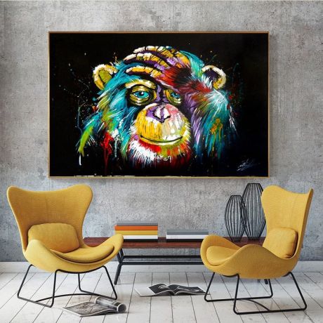 Watercolor Monkey Canvas Art - Image 2