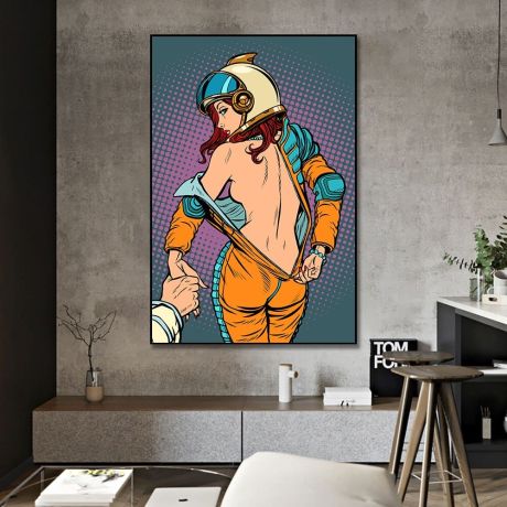 Follow Me Naked Astronaut Canvas Art - Image 3