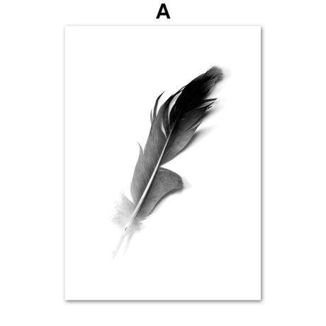Black White Girl Palm Feather Canvas Art - Image 5
