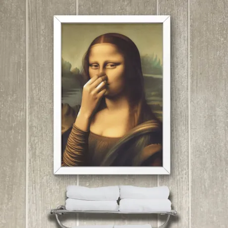 Funny Mona Lisa Bad Smell Bathroom Wall Art Print