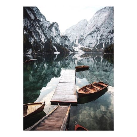 Mountain Lake Reed Landscape Gallery Wall Canvas Art - Image 5