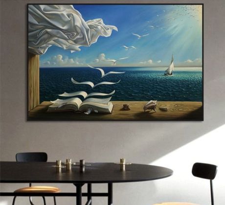 Salvador Dali's The Waves Book Sailboat Canvas Art - Image 2