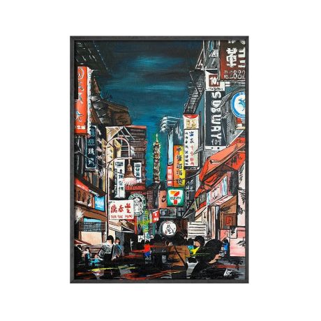 Vintage Taipei City Painting Canvas Art - Image 1